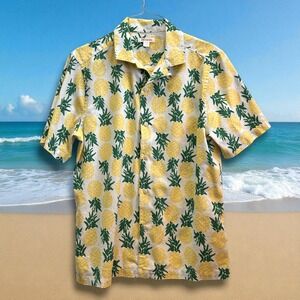 Joe Fresh Pineapple Print Shirt M Men's Classic Fit Button Up Tropical Summer